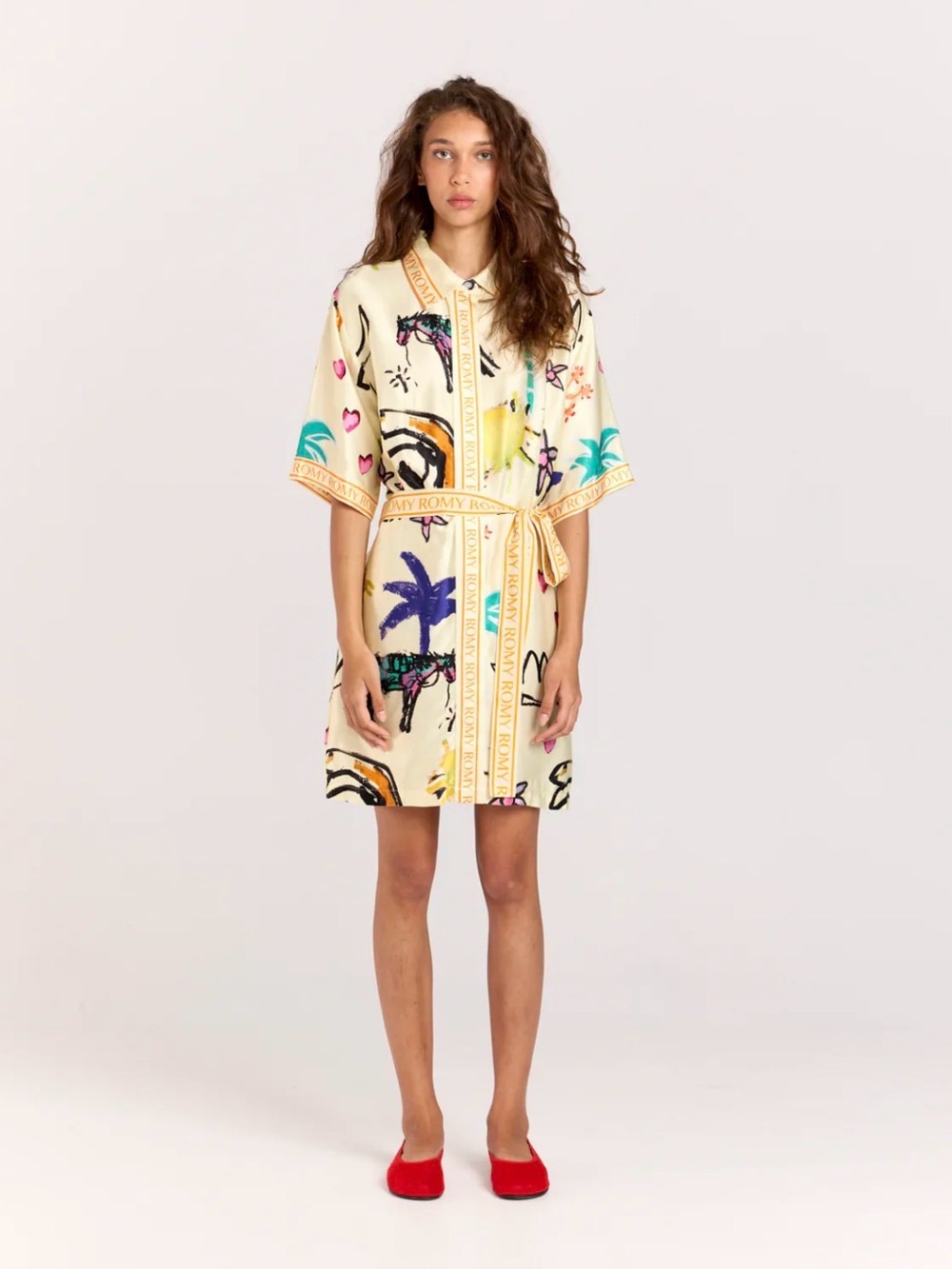NEW Romy the Brand Cream Printed Shirt Size XS Dress
